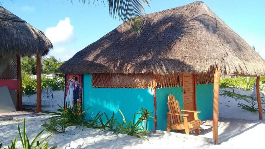 Tropical pool with palm trees